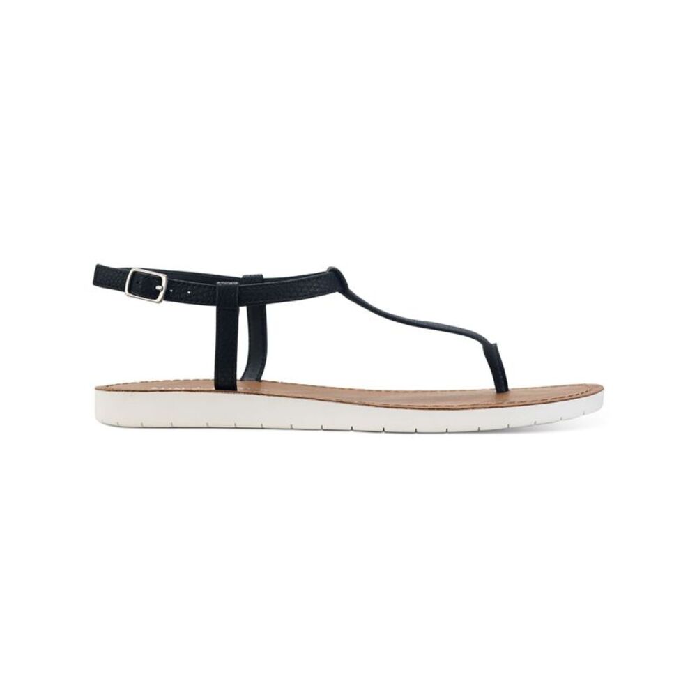 SUN STONE Womens Black Kristi Round Toe Buckle Slingback Sandal 5.5 M